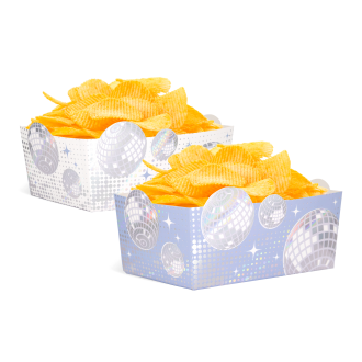 Srebrna škatla za krompirček Disco 15x10 cm | Pakiranje 3 kos